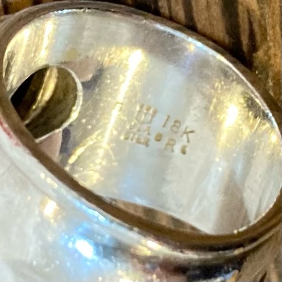 James Avery Retired Black Onyx Sterling 14k Gold Christina Ring Wide Size 5.25 - Picture 6 of 7